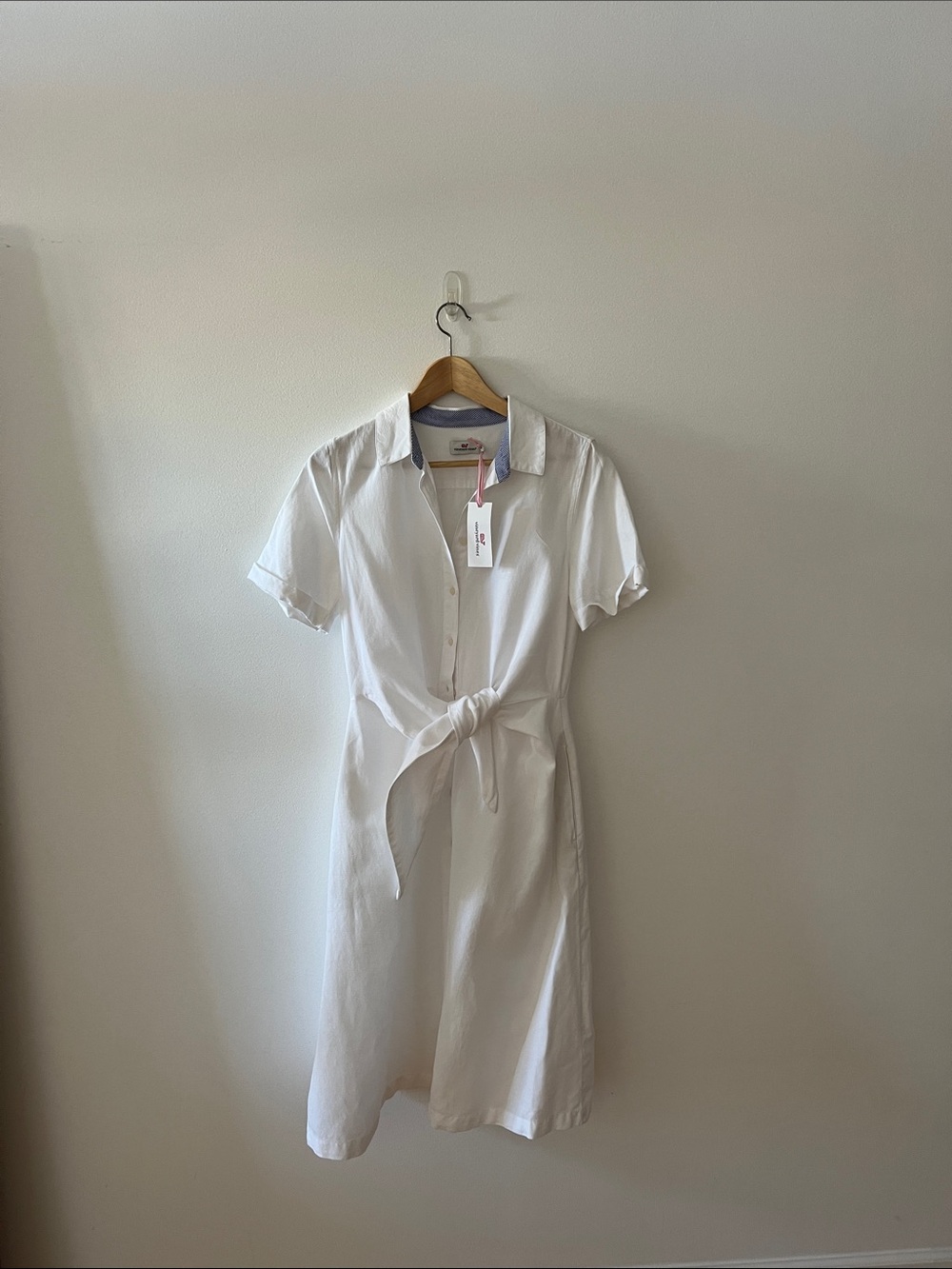 Vineyard Vines White Short-Sleeve Tie-Front Shirt Dress